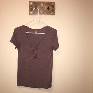 Light purple laced up t shirt